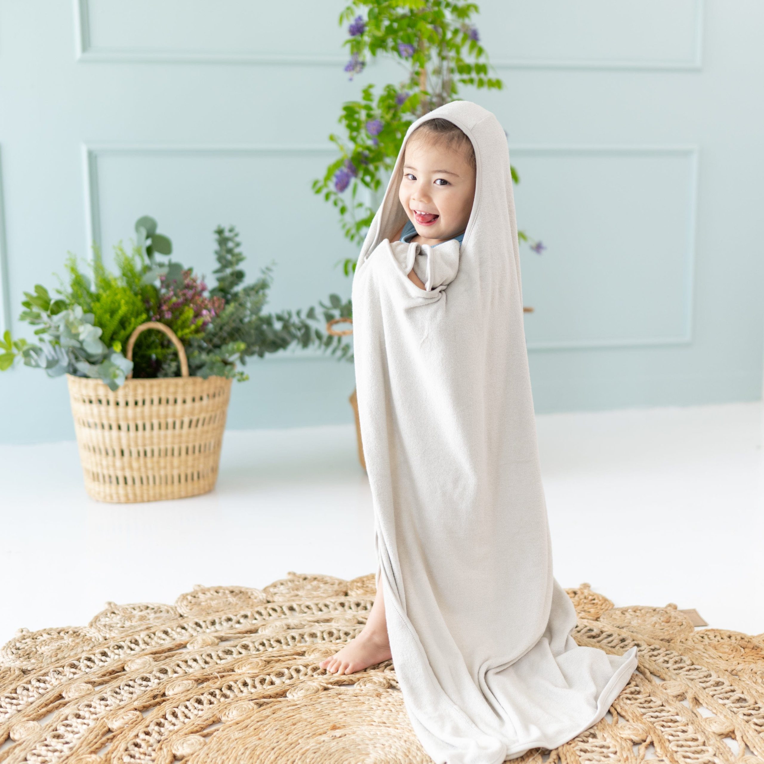 Toddler Hooded Bath Towel in Oat - Image 4