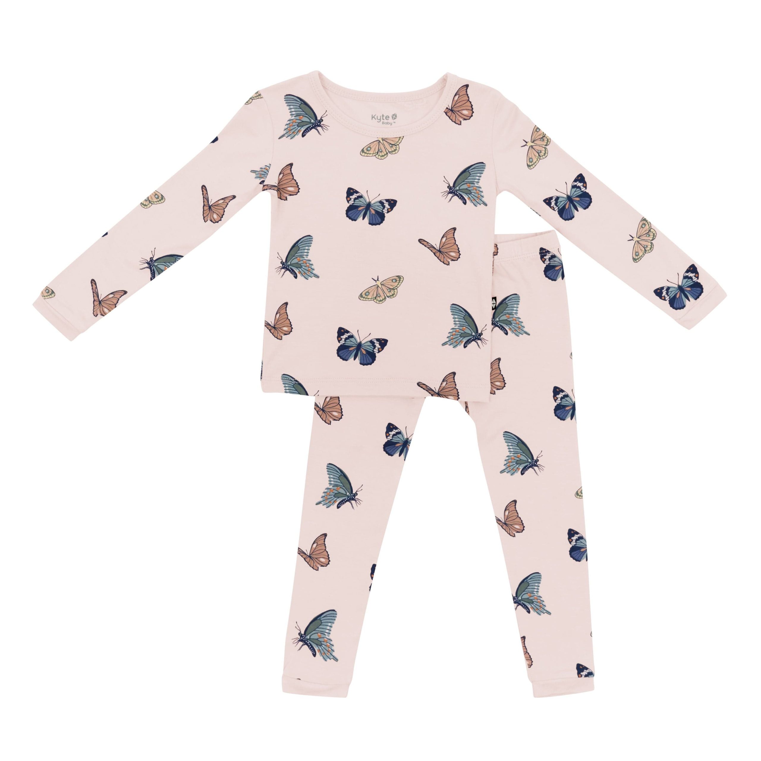 Long Sleeve Pajamas in Blush Butterfly - Image 2