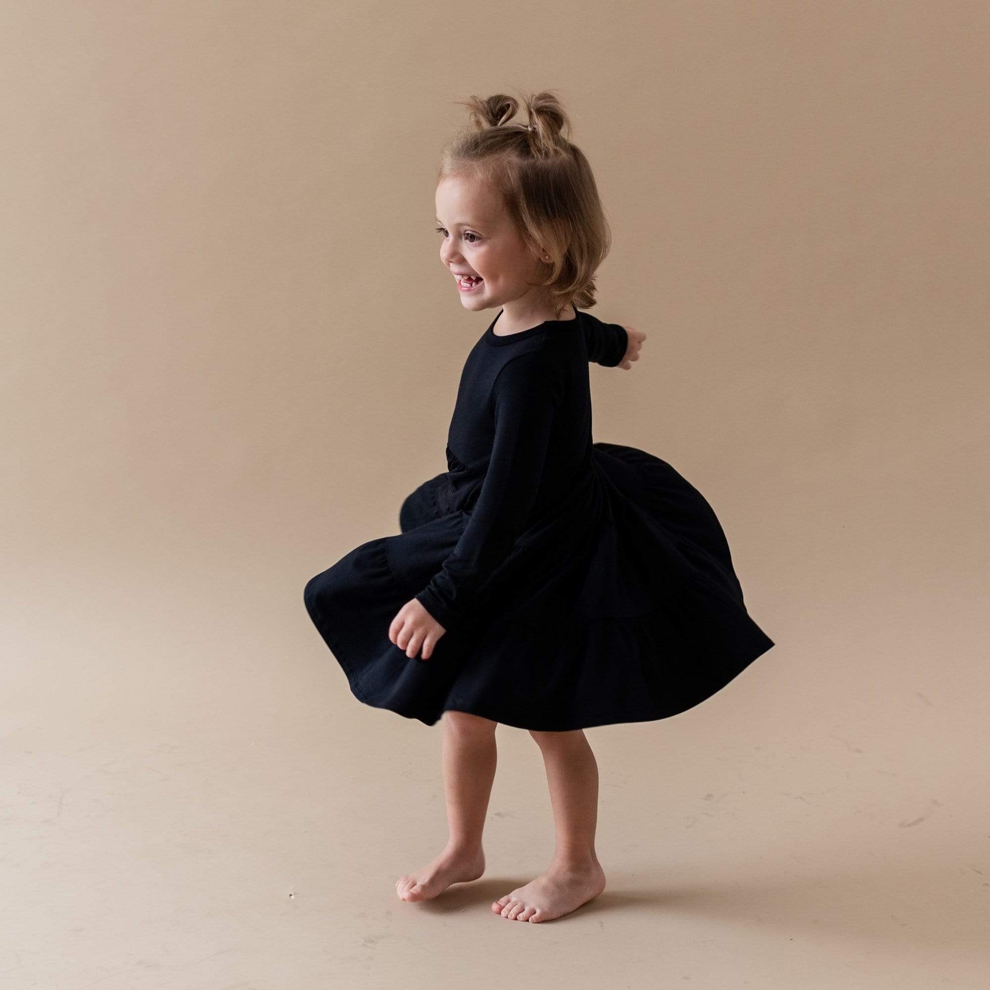 Long Sleeve Tiered Dress in Midnight - Image 3