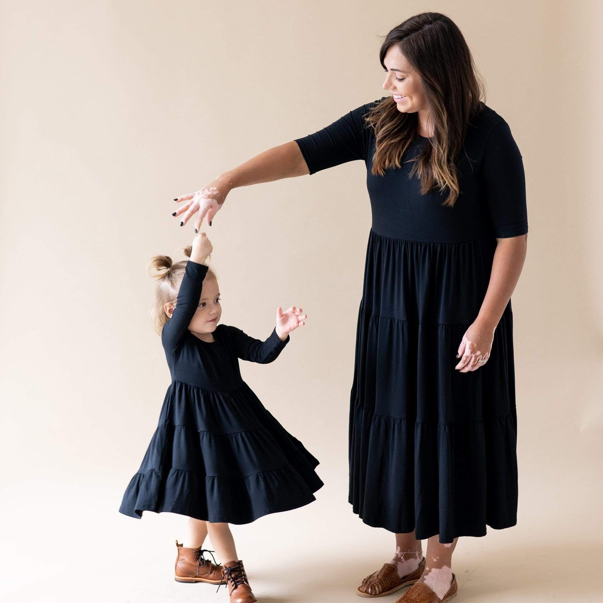 Long Sleeve Tiered Dress in Midnight - Image 4