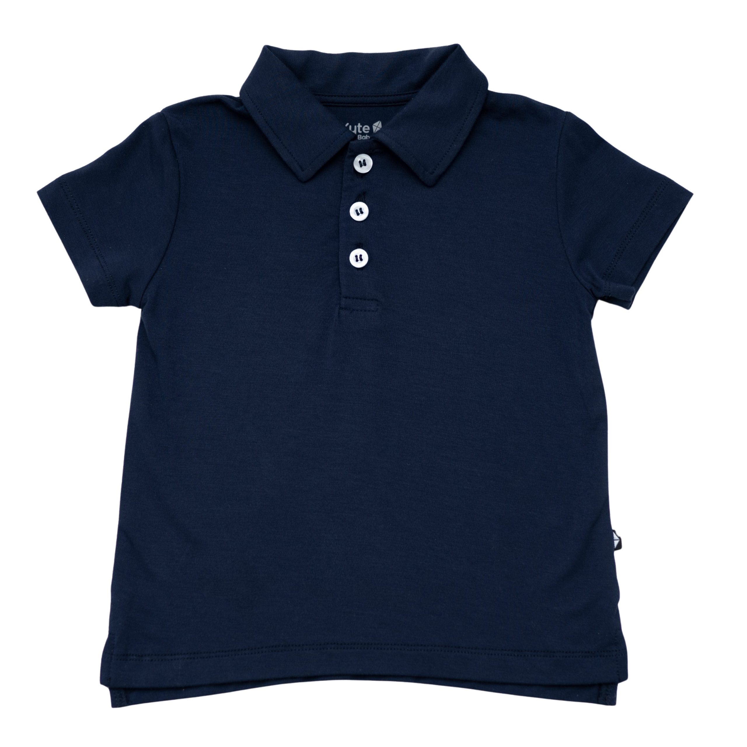 Toddler Short Sleeve Polo in Navy - Image 2