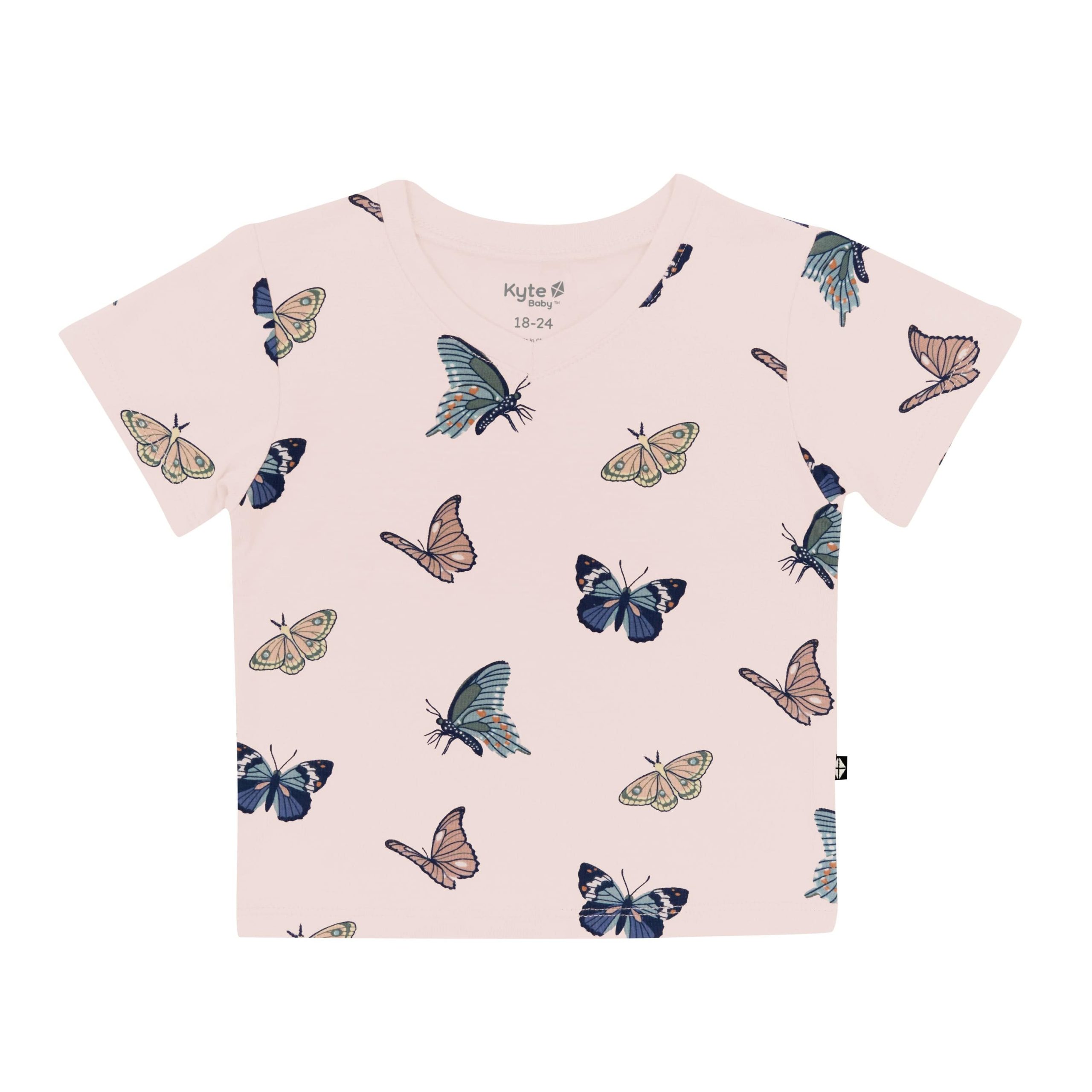 Toddler V-Neck Tee in Blush Butterfly - Image 2