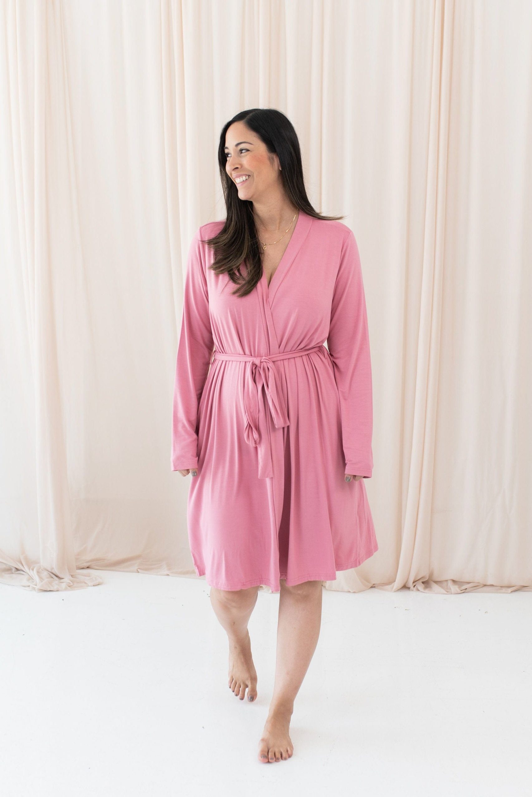 Womens Lounge Robe in Apple Blossom - Image 5