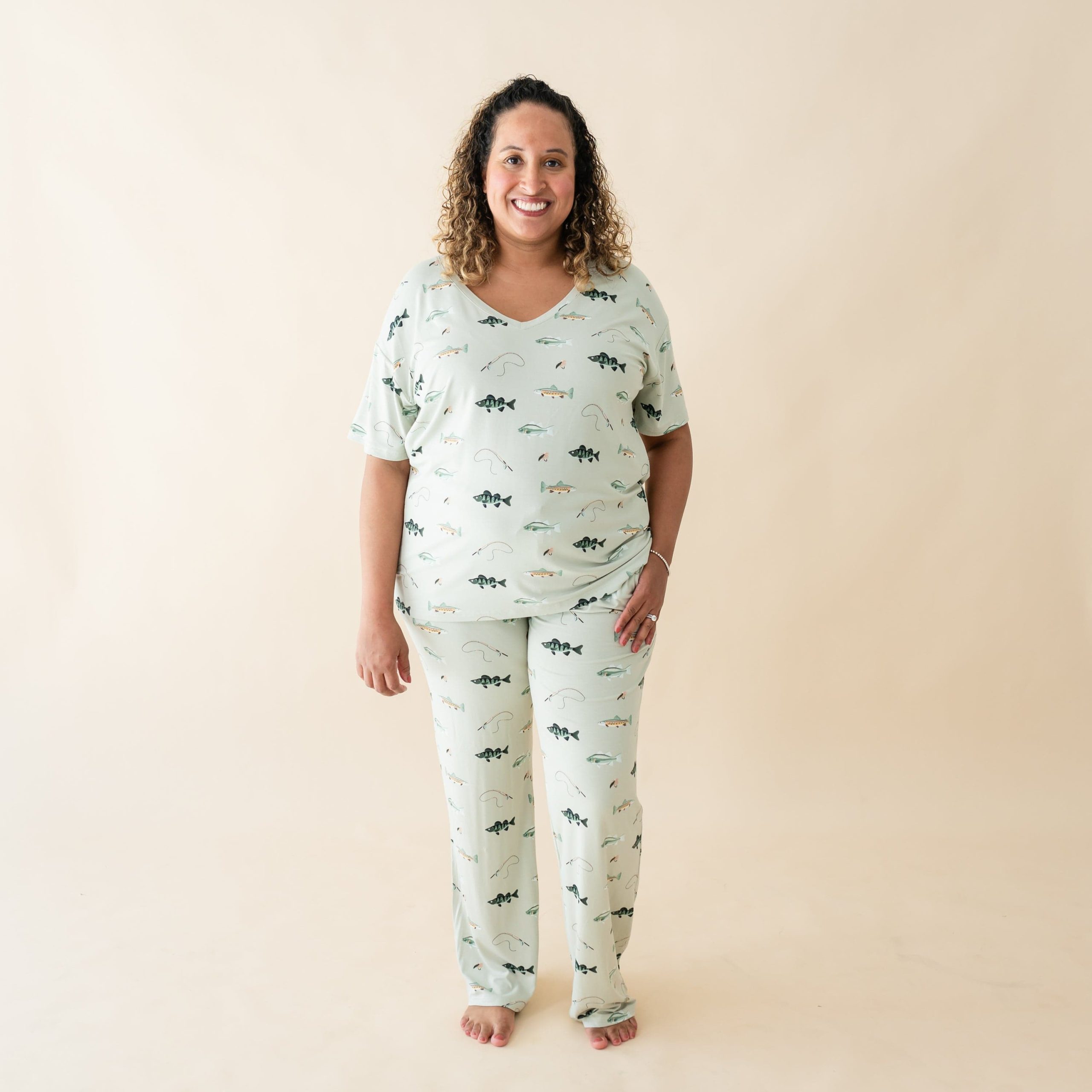 Women's Relaxed Fit V-Neck in Fishing - Image 3