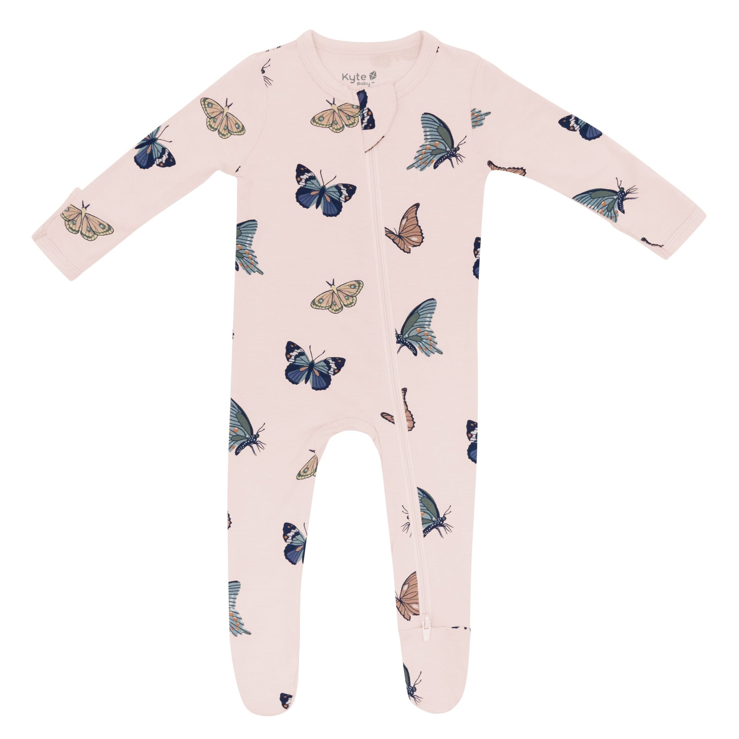 Zippered Footie in Blush Butterfly - Image 2