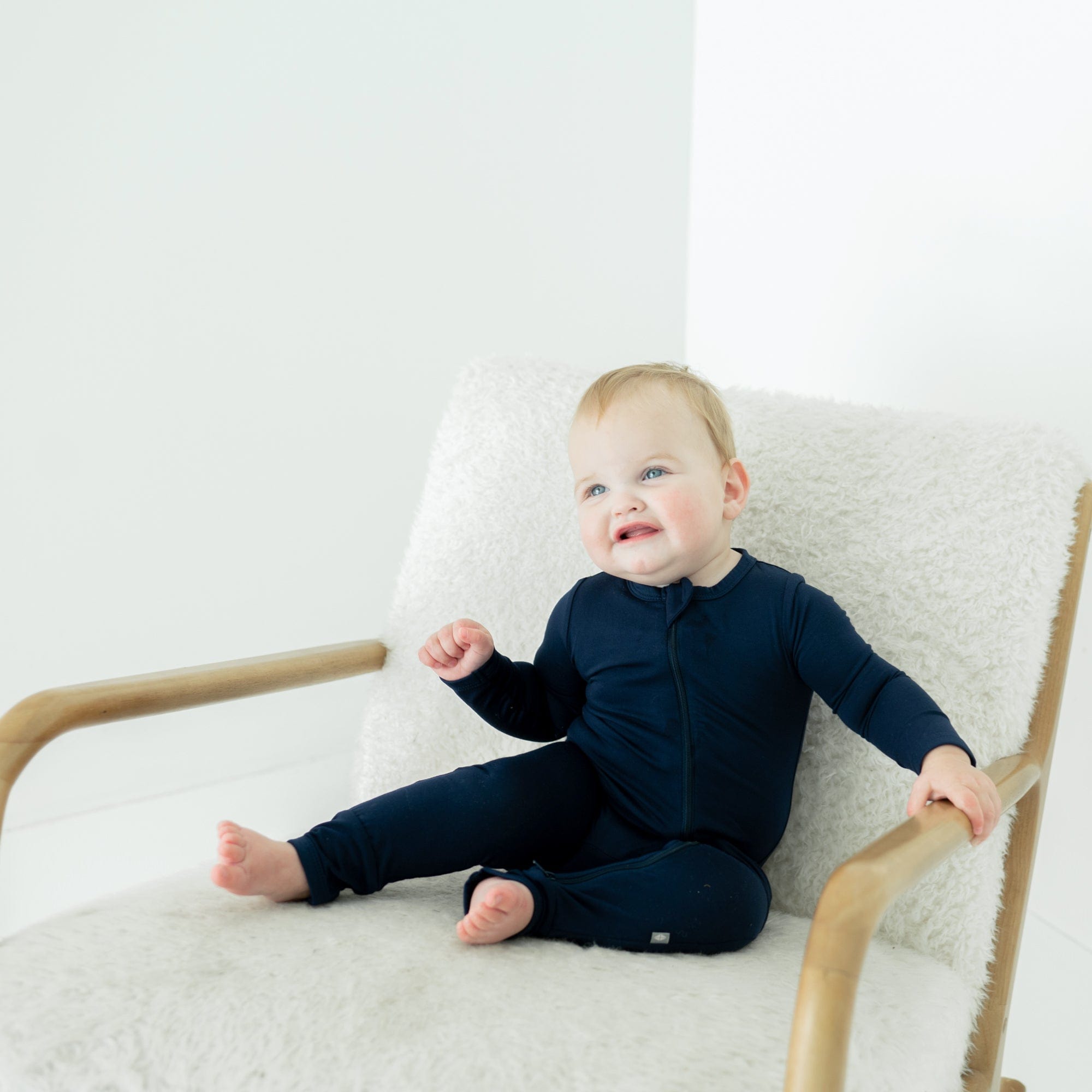 Zippered Romper in Navy - Image 4