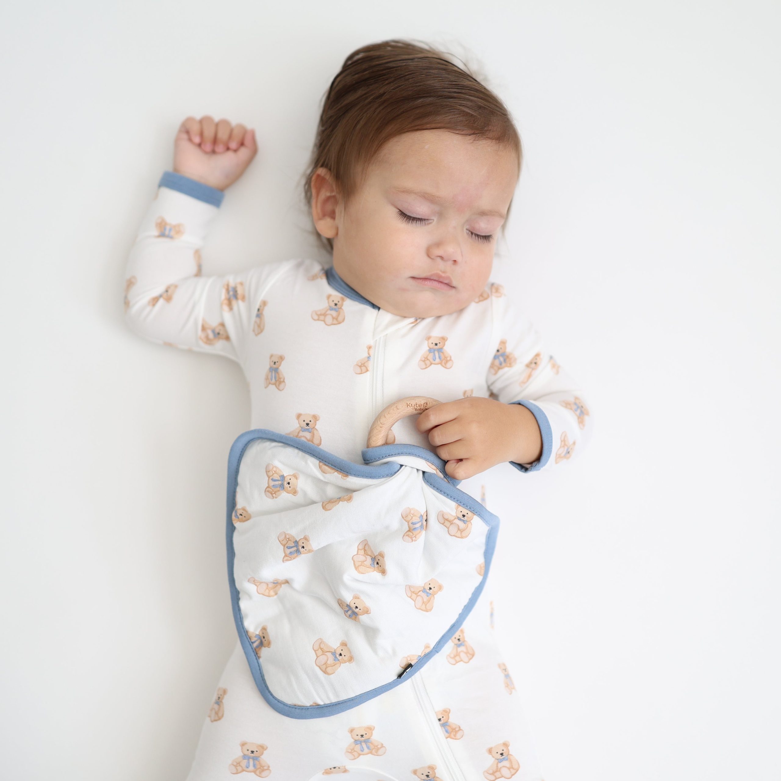 Lovey in Teddy Bear with Removable Wooden Teething Ring - Image 4