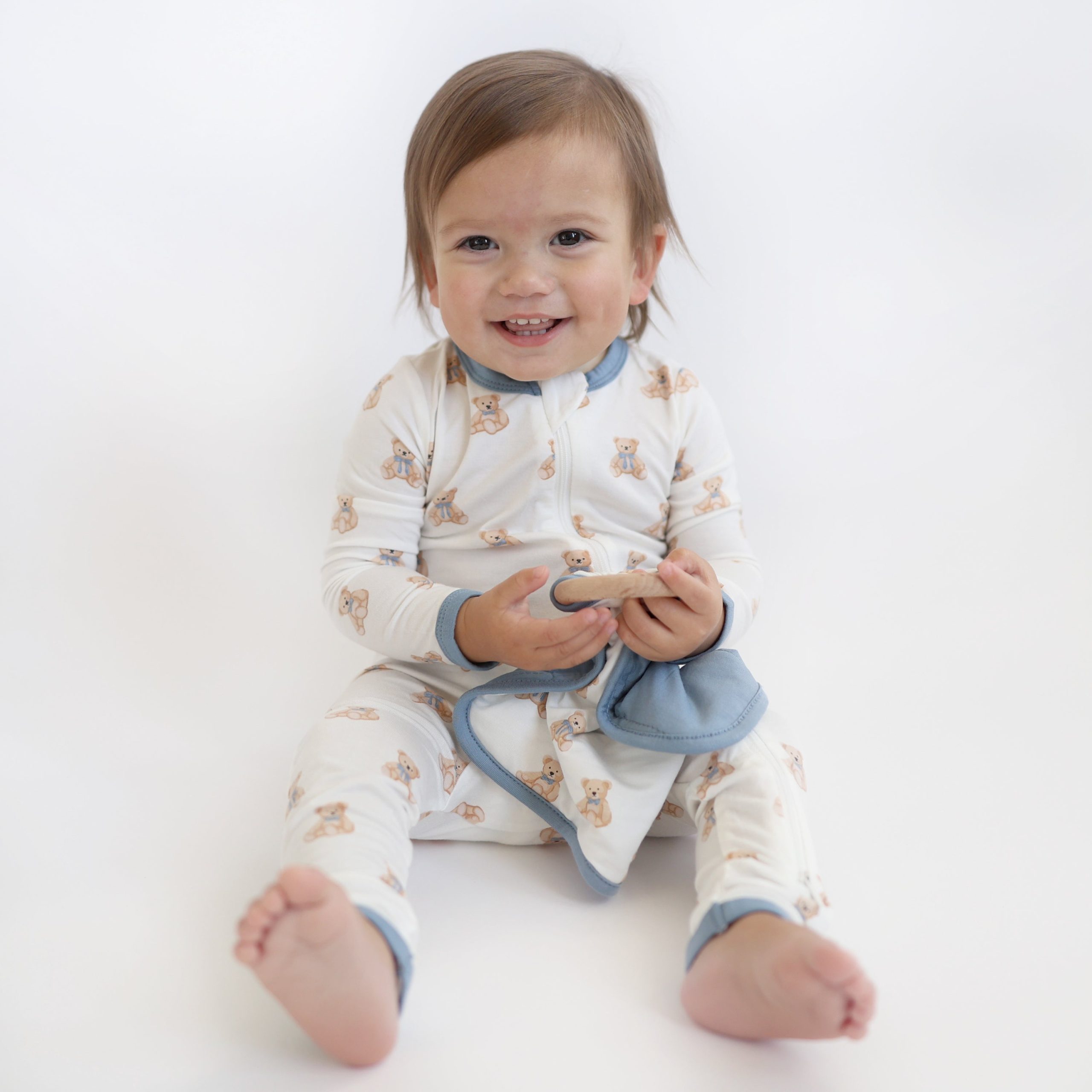 Lovey in Teddy Bear with Removable Wooden Teething Ring - Image 5
