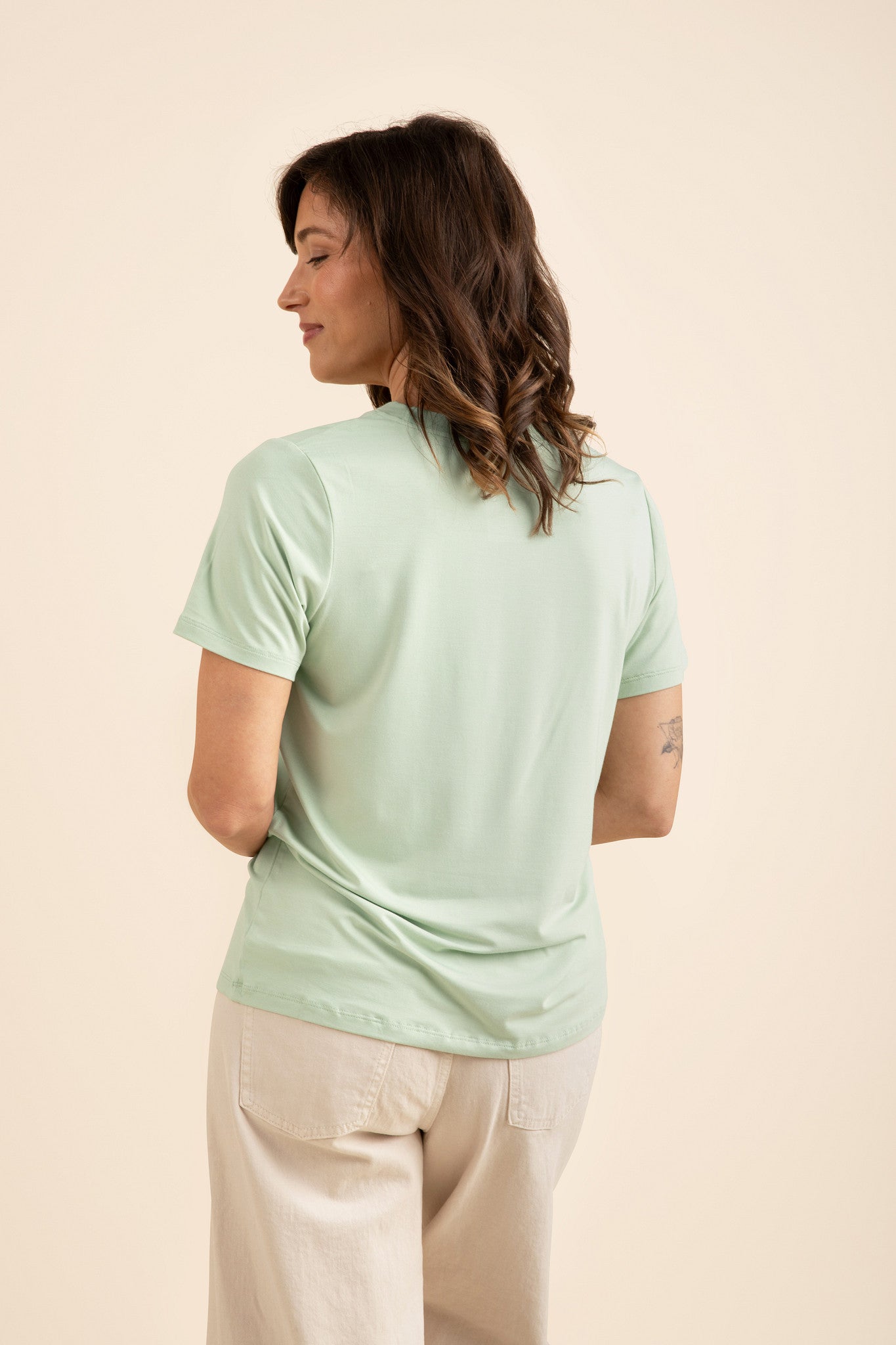 Women's Crew Neck Tee in Basil - Image 2